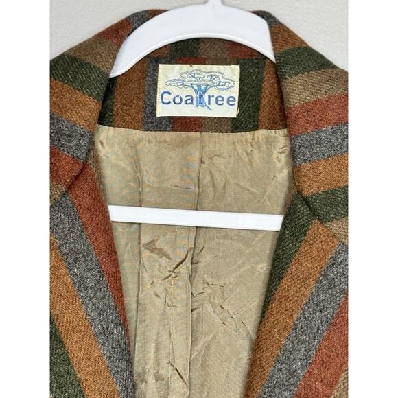 Vintage Coatree Wool Blazer Size Missing Herringbone Stripe Green Gray Brown - Picture 4 of 16